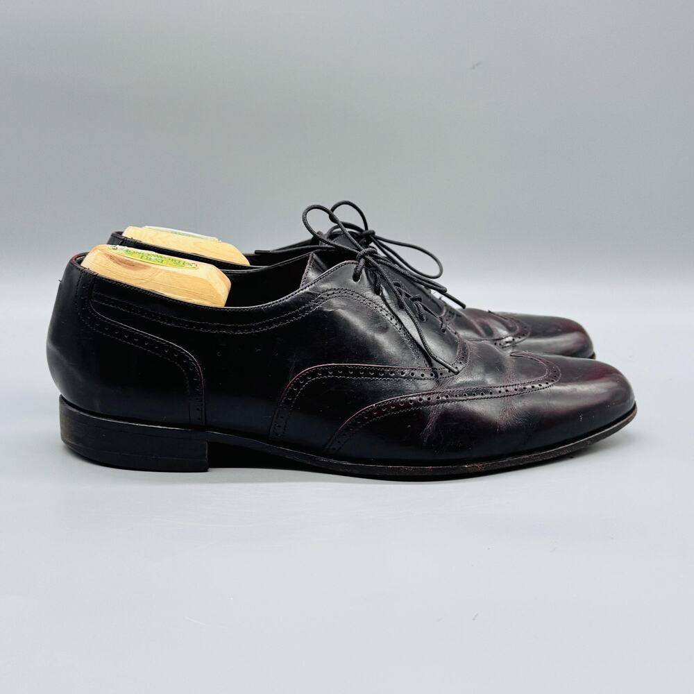 Johnston & Murphy Shoes Mens 8 Brown Leather Wingtip Oxford Lace Up Dress Brogue